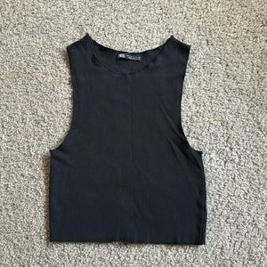 Zara black scoop neck tank crop top